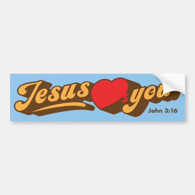 Adesivo Para Carro Jesus Te Ama Bumper Sticker (Frente)