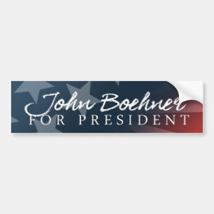 Adesivo Para Carro John Boehner para o presidente Autógrafo Branco