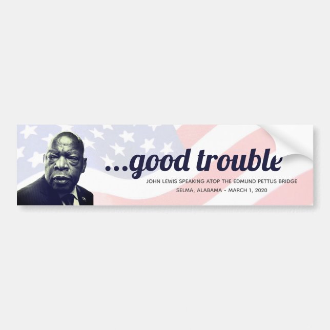 Adesivo Para Carro John Lewis 'Good Trouble' Cita Foto Edmund (Frente)