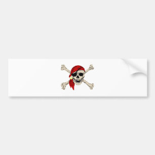 Adesivo Para Carro Jolly Roger Pirate Skull Bones Red Bandanna