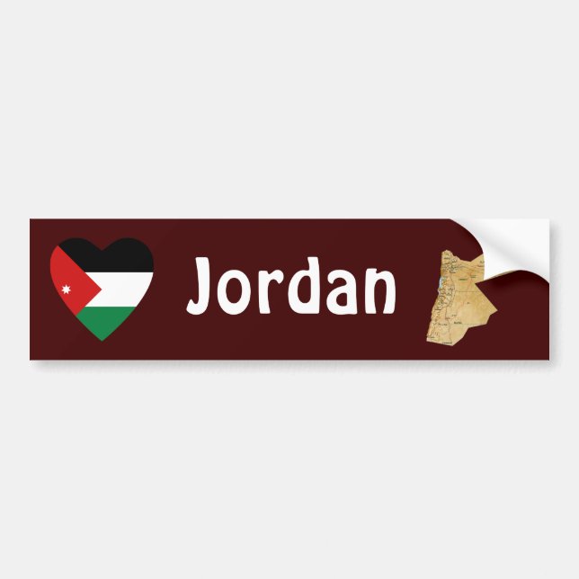 Adesivo Para Carro Jordan Flag Heart + Map Bumper Sticker (Frente)
