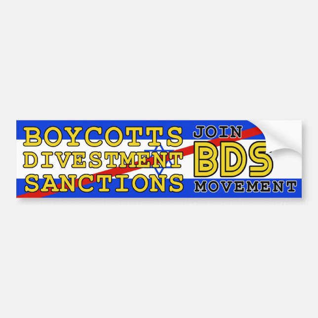 Adesivo Para Carro Junte-se ao movimento BDS boicotando Israel (Frente)