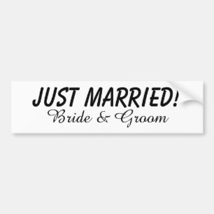 Adesivo Para Carro JUST MARRIED Bride and Groom Wedding Names