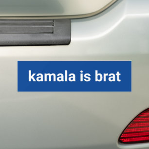 Adesivo Para Carro kamala é brava, tipografia moderna, branca e azul