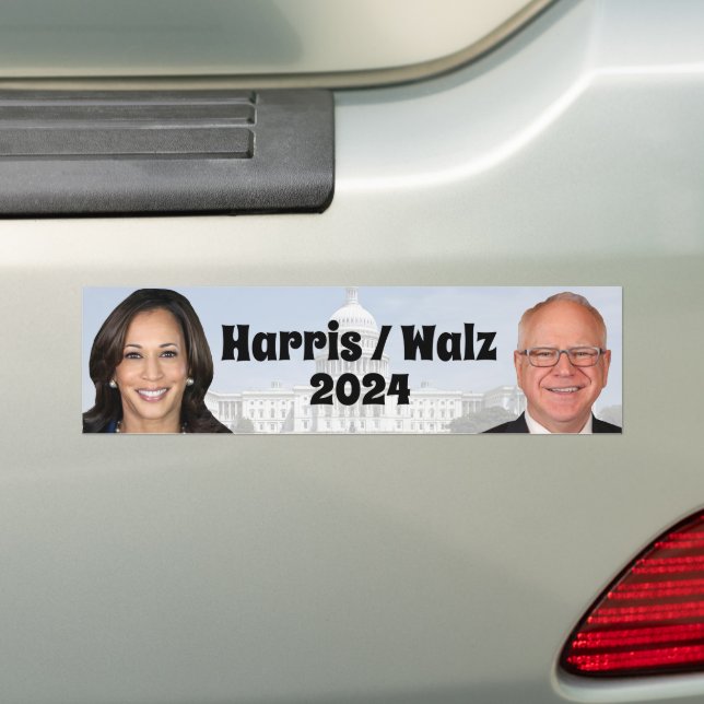 Adesivo Para Carro Kamala Harris e Tim Walz 2024 (No carro)