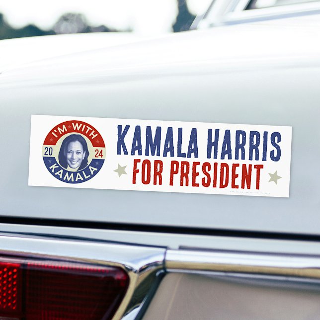 Adesivo Para Carro Kamala Harris Presidente 2024 Foto Retro Democrata (Criador carregado)
