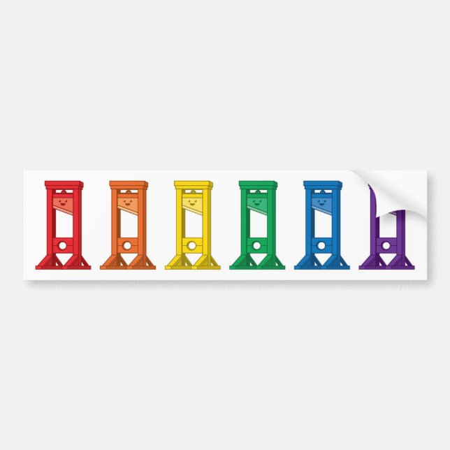Adesivo Para Carro Kawaii Rainbow Guillotine Pride Bumper Sticker (Frente)