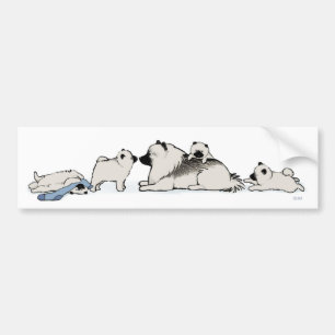Adesivo Para Carro Keeshond Família com Meia Azul
