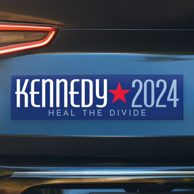 Adesivo Para Carro Kennedy 2024 Curar a divisão - azul vermelho (Kennedy Bumper Sticker)