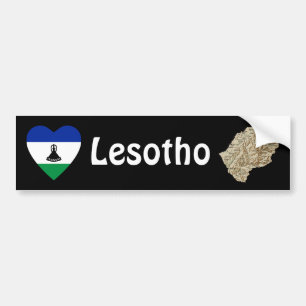 Adesivo Para Carro Lesoto Flag Heart + Bumper Sticker