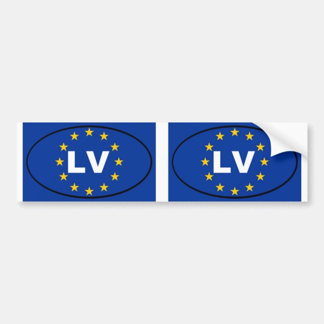 Adesivo Para Carro Letónia LV União Europeia (Frente)