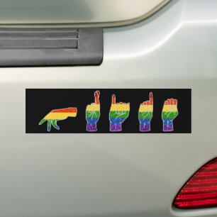 Adesivo Para Carro LGBT Glitter Rainbow Orgulho ASL