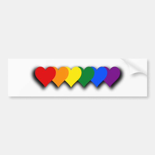 Adesivo Para Carro LGBT pride hearts Bumper Sticker (Frente)