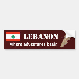 Adesivo Para Carro Líbano Flag + Bumper Sticker