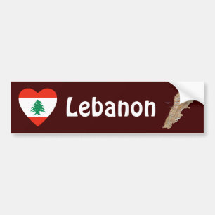 Adesivo Para Carro Líbano Flag Heart + Bumper Sticker