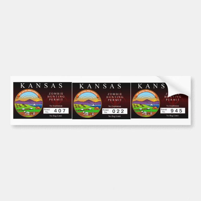 Adesivo Para Carro Licença da caça do zombi de Kansas (Frente)
