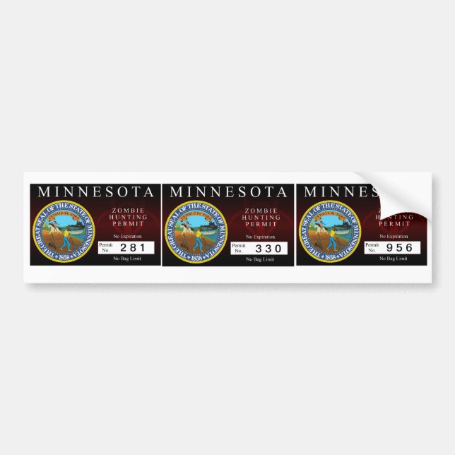 Adesivo Para Carro Licença da caça do zombi de Minnesota (Frente)