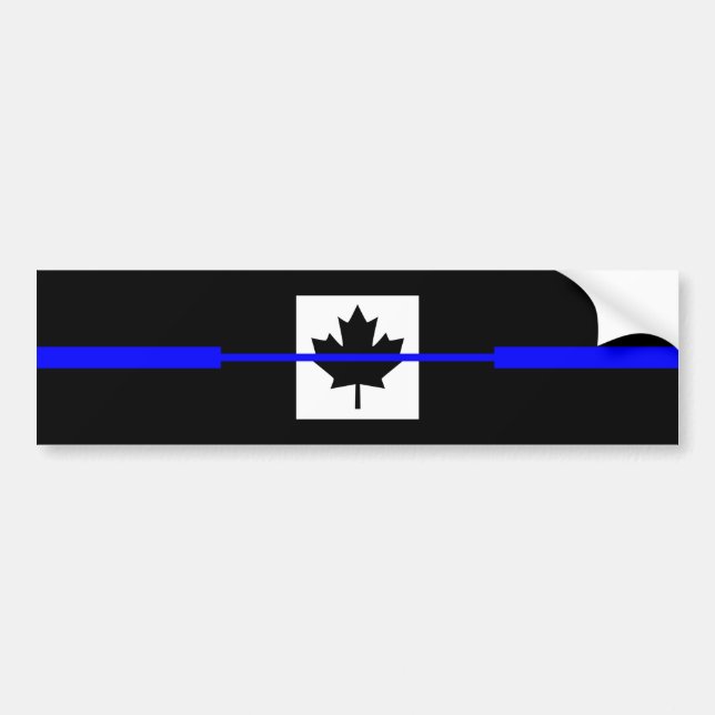 Adesivo Para Carro Linha Azul fina no Decor de Bandeira Canadense (Frente)