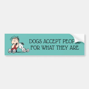 Adesivo Para Carro Linus confortado com o ouvido de Snoopy