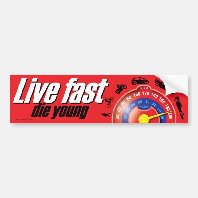 Adesivo Para Carro Live Fast Die Young (Frente)