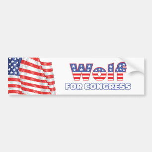 Adesivo Para Carro Lobo para a bandeira americana patriótica do