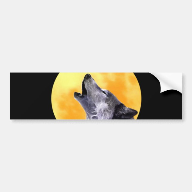 Adesivo Para Carro Lobo uivava na lua de cheio (Frente)