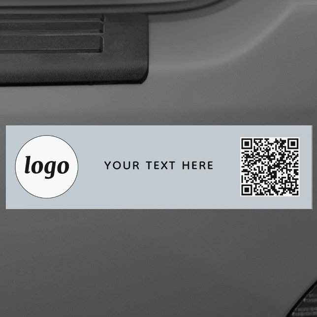 Adesivo Para Carro Logotipo simples e Promocional de código QR para e (Powder blue logo with QR code and custom text promotional business car sticker)