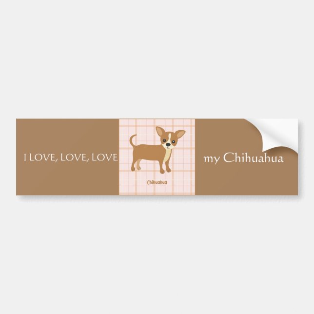 Adesivo Para Carro Love Chihuahua Bumper Sticker (Frente)