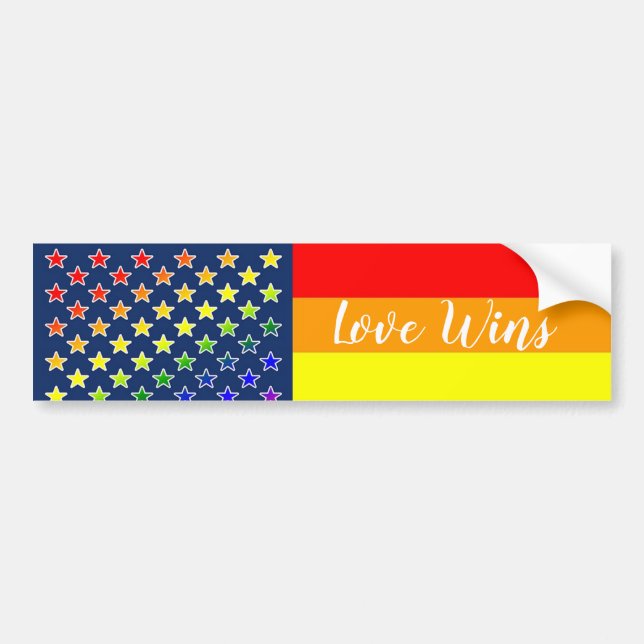 Adesivo Para Carro Love Win Rainbow Flag (Frente)