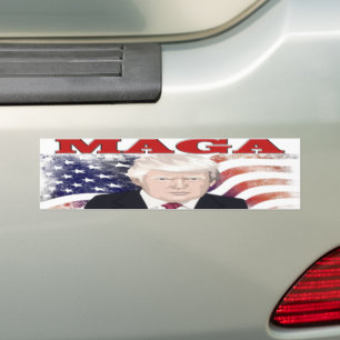 Adesivo Para Carro MAGA American Flag Trump texto vermelho