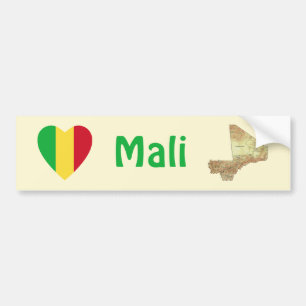 Adesivo Para Carro Mali Flag Heart + Map Bumper Sticker
