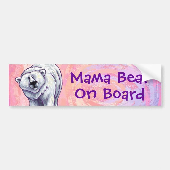 Adesivo Para Carro Mama Ursa Polar Bumper Sticker (Frente)