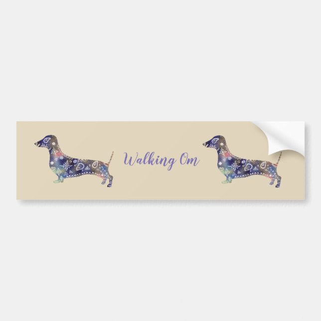 Adesivo Para Carro Mandala Dog, Dachshund Bumper Sticker (Frente)