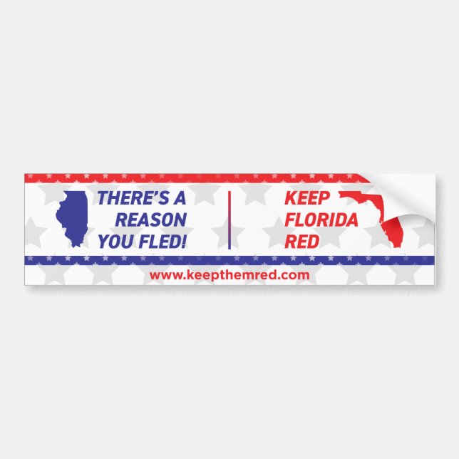 Adesivo Para Carro Mantenha-As Vermelhas - Bumper Sticker IL to FL (Frente)