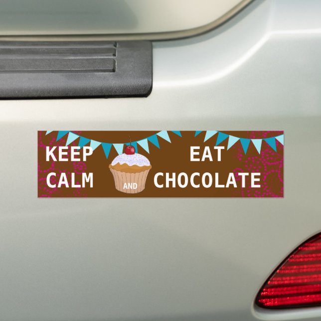 ADESIVO PARA CARRO MANTER CALMA COMER CHOCOLATE (No carro)