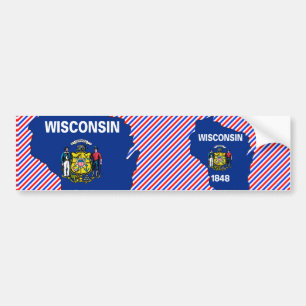 Adesivo Para Carro Mapa da bandeira de Wisconsin
