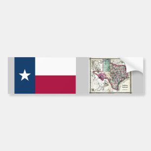 Adesivo Para Carro Mapa de Texas e bandeira do estado