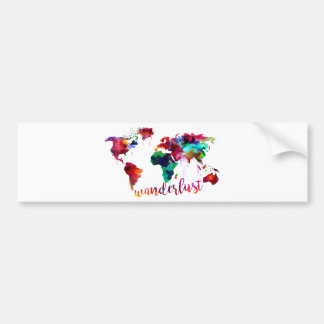 Adesivo Para Carro Mapa do mundo do Wanderlust da aguarela