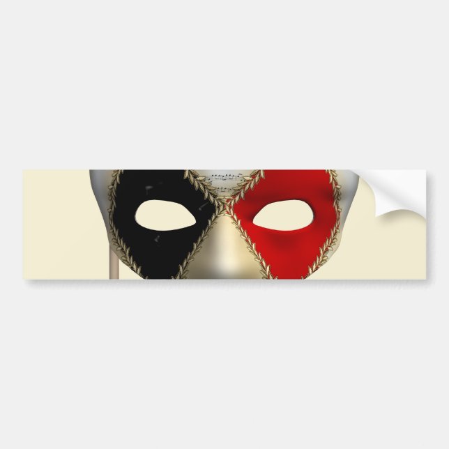 Adesivo Para Carro Máscara de Carnaval de Mascarada Elegante Arte (Frente)