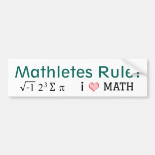 Adesivo Para Carro Mathletes Rule I Love Math and i 8 sum pi Fun