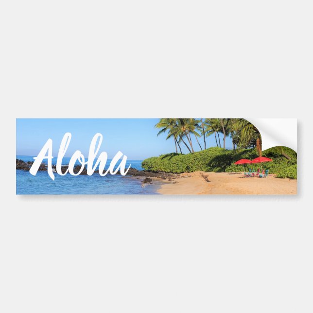 Adesivo Para Carro Maui Beach Umbrellas Aloha (Frente)