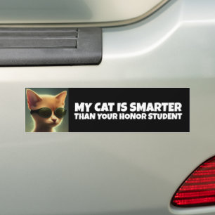ADESIVO PARA CARRO MEU GATO É MAIS INTELIGENTE DO QUE SEU HONRA ALUNO