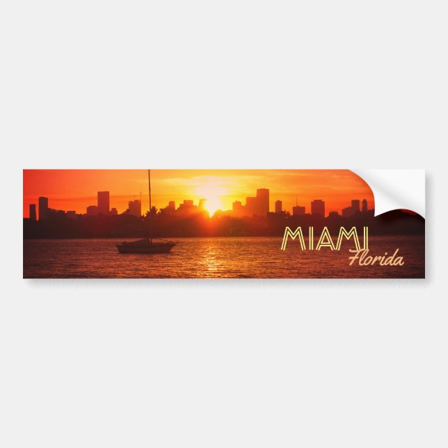 Adesivo Para Carro Miami Skyline no Sunset (Frente)