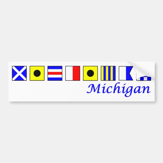 Adesivo Para Carro Michigan soletrou no alfabeto náutico da bandeira (Frente)