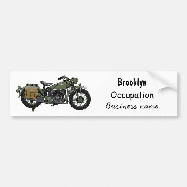 Adesivo Para Carro Military cruiser motorcycle cartoon illustration (Frente)