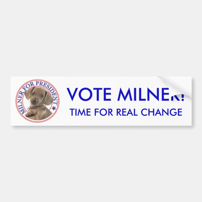 Adesivo Para Carro Milner, HORA PARA a MUDANÇA REAL, MILNER do VOTO! (Frente)