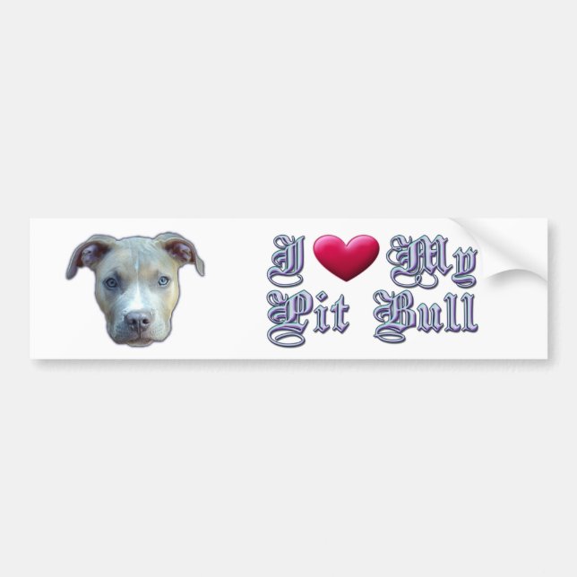 Adesivo Para Carro Mim coração meu pitbull Bumpersticker (Frente)