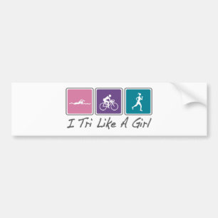 Adesivo Para Carro mim tri como uma menina (Triathlete)