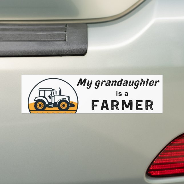 Adesivo Para Carro Minha Neta É Uma Agricultura De Trator Agrícola (No carro)