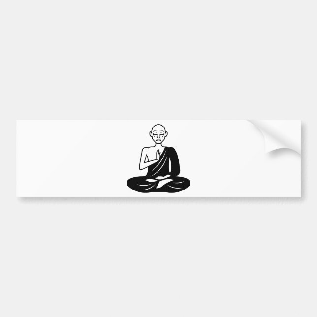 Adesivo Para Carro Monge Meditating preto e branco (Frente)